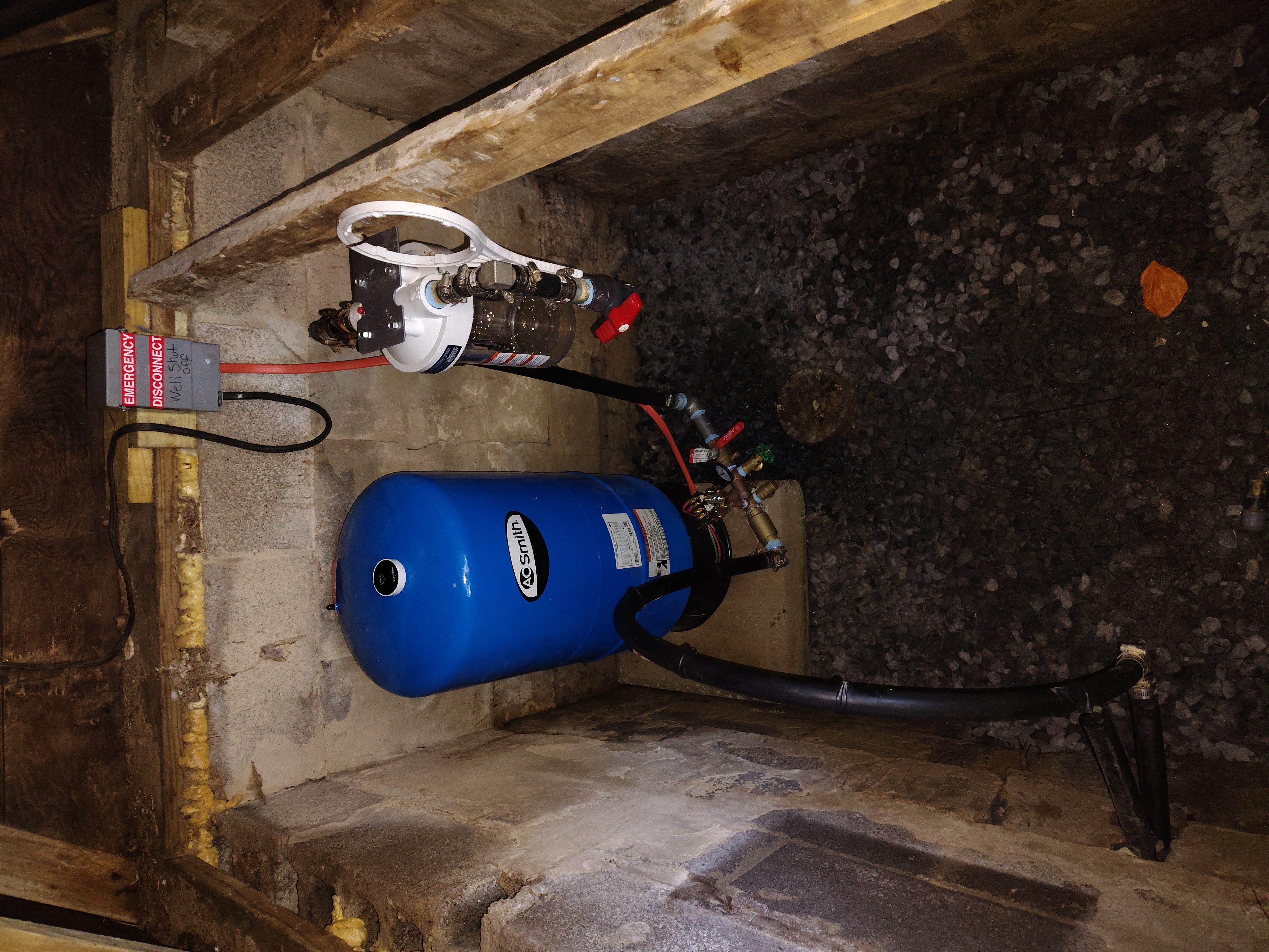 Completed Shickshinny Lake pressure system with tank filter piping and emergency disconnect