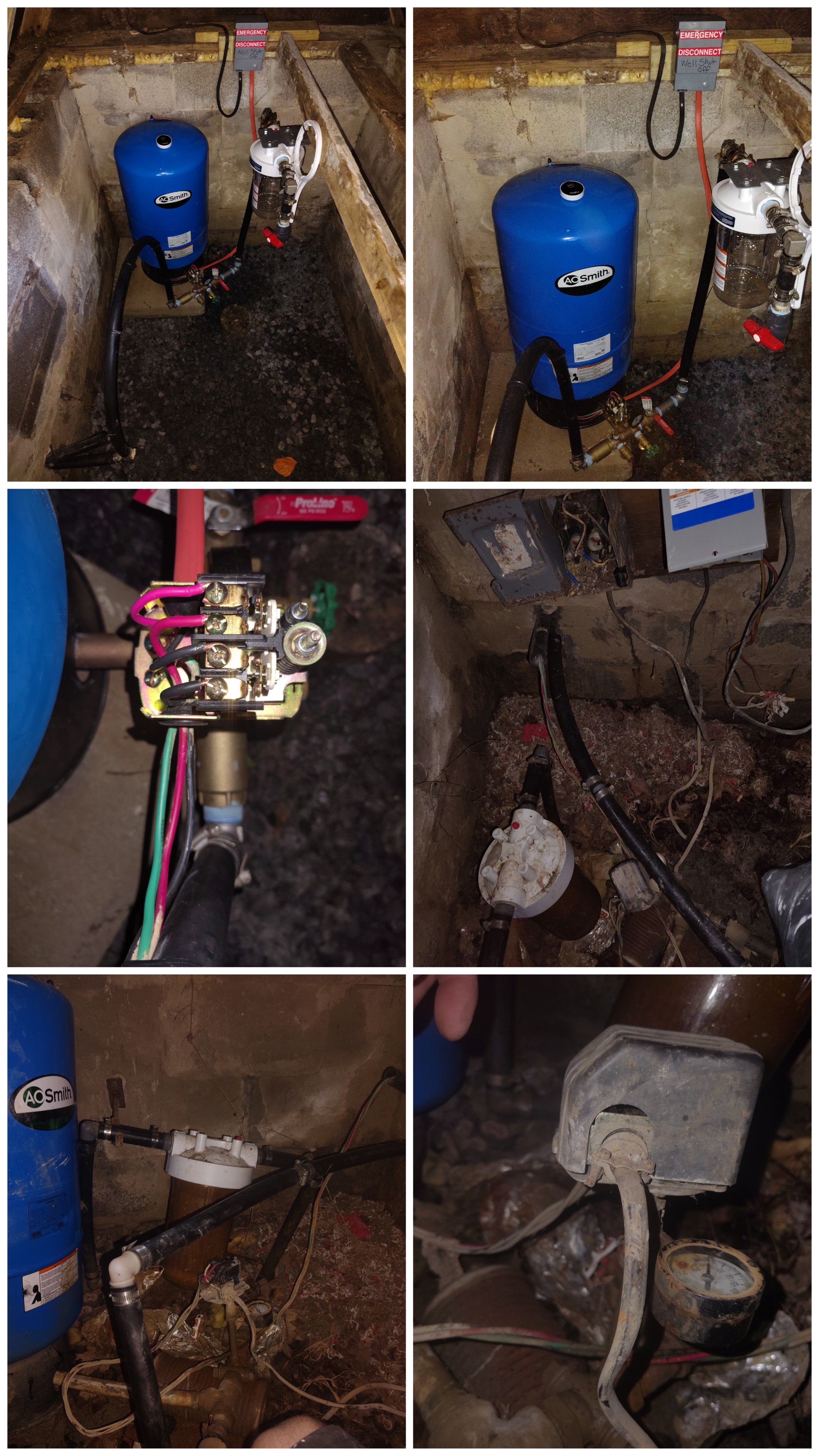 Collage showing project stages and pressure-system details at Shickshinny Lake