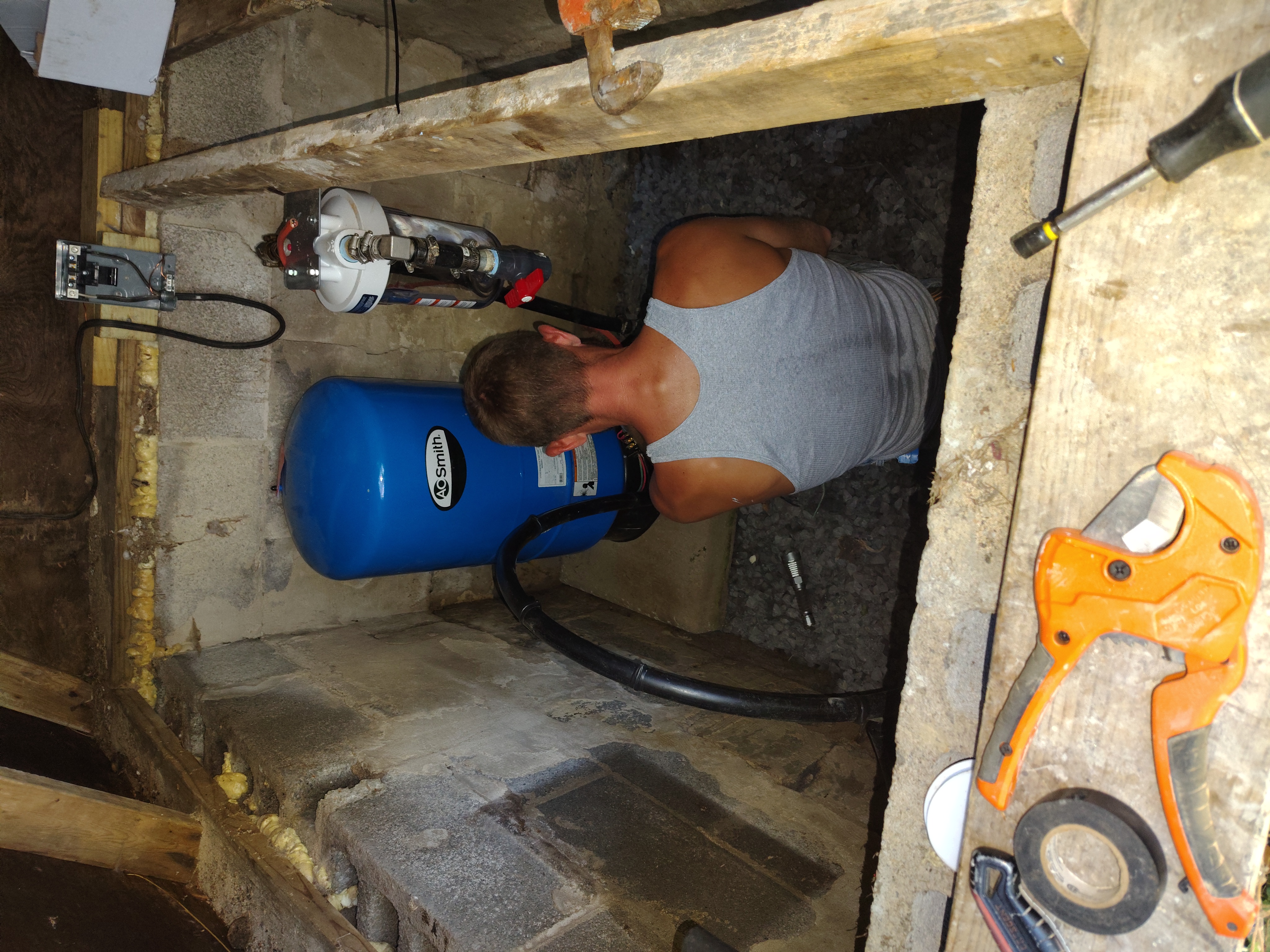 Pressure-system installation work in progress at Shickshinny Lake